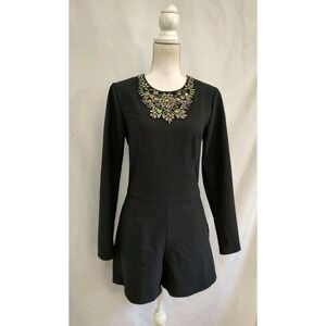 Nicole Miller Artelier Romper Cocktail Party Formal Black Jewel Neck Shorts Sz 4